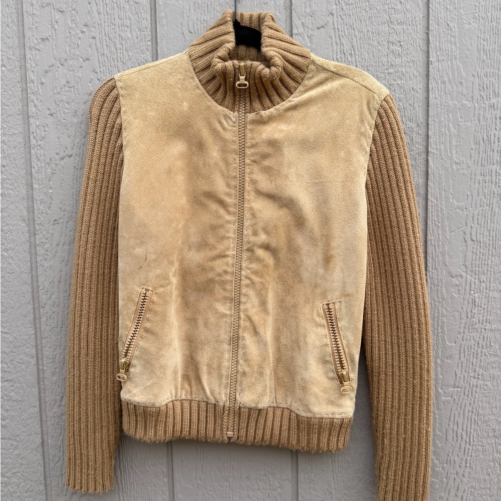 Votre Nom Tan Knit Collar Jacket